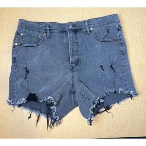 Jessica Simpson Black‎ Shorts Size 16W Infinite High Waist Distressed Button Fly
